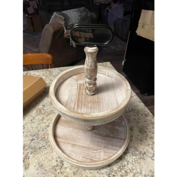 Decorative Trays - Two Tiered Tray Stand Rustic Tiered Tray Decor Farmhouse - Picture 1 of 1